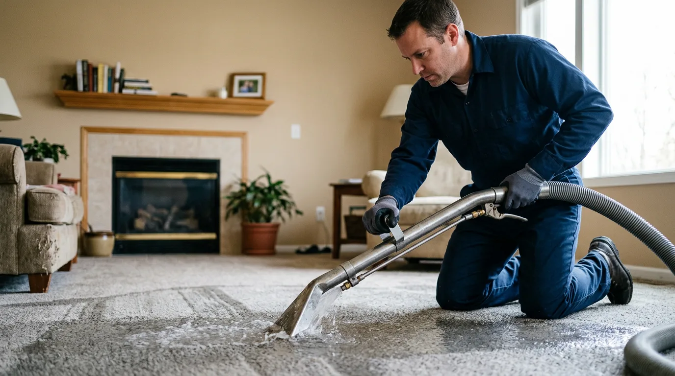 Water damage restoration technician working near Fultondale, AL